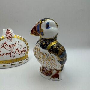 Royal Crown Derby Puffin Bone China Paperweight Gold Stopper